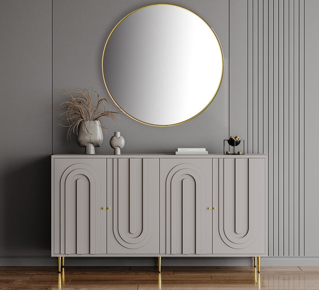 Maddison Modern Gray Lacquered 4-Door Cabinet