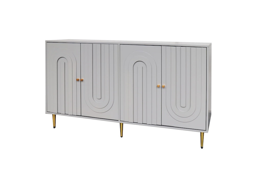 Maddison Modern Gray Lacquered 4-Door Cabinet