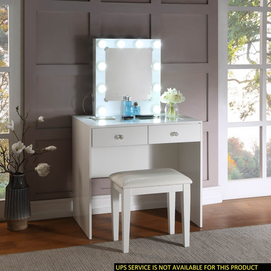 Juri Contemporary Vanity Set w/ Stool - White