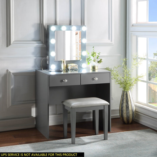 Juri Contemporary Vanity Set w/ Stool - Gray