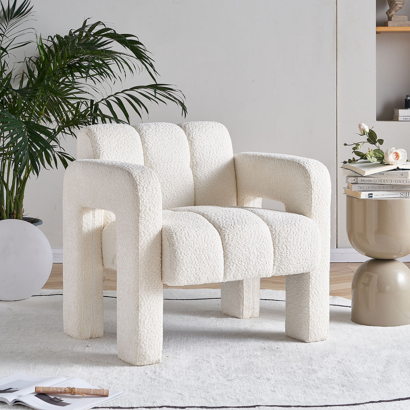 Billie 31.1" Wide Boucle Upholstered Living Room Chair - Beige