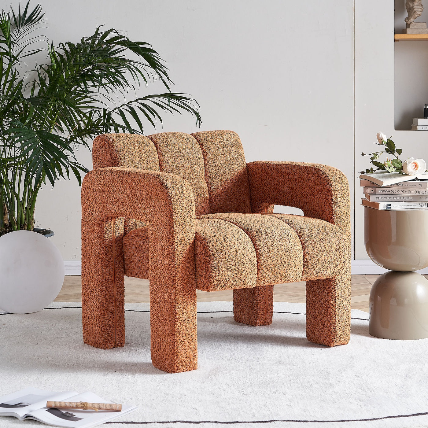 Billie 31.1" Wide Boucle Upholstered Living Room Chair - Orange