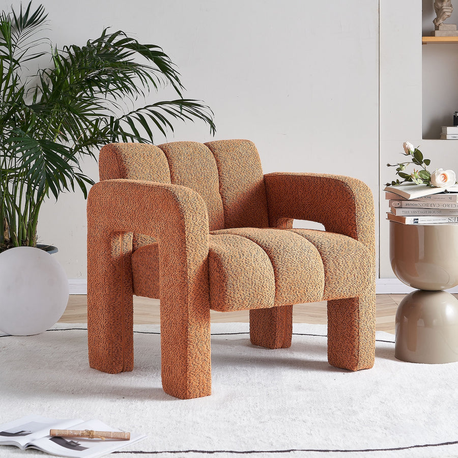 Billie 31.1" Wide Boucle Upholstered Living Room Chair - Orange