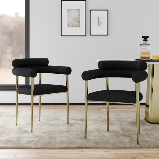 Woker Mid-Century Modern Dining Chairs (Set of2) - Black & Gold