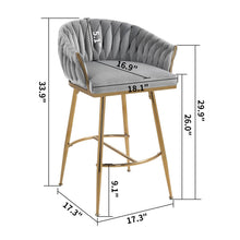 Medody 26" Counter Height Bar Stools - Gray & Gold