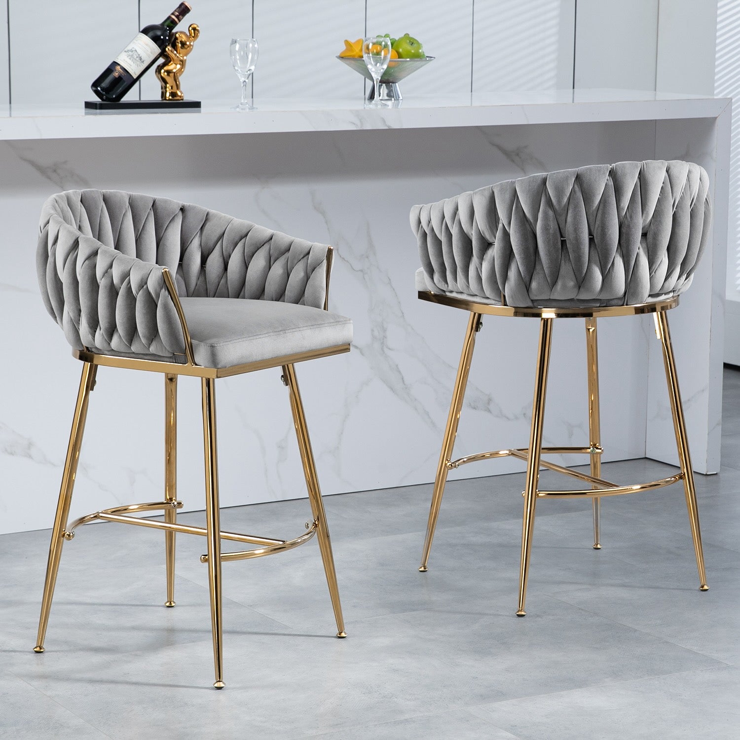 Medody 26" Counter Height Bar Stools - Gray & Gold