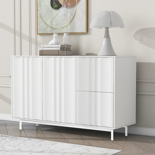 Willow Wave Design Accent Cabinet with Adjustable Shelves - White
