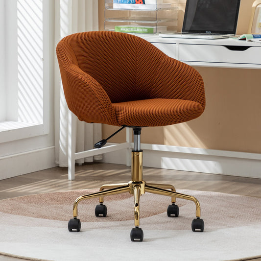 Metro II Modern Mesh Fabric Office Chair with Gold Legs - Caramel