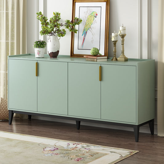 Luna Modern 4-Door Cabinet with Gold Handles - Green