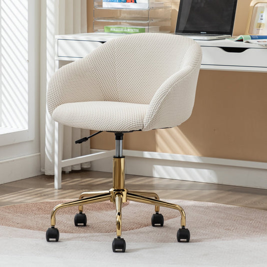 Metro II Modern Mesh Fabric Office Chair with Gold Legs - Beige
