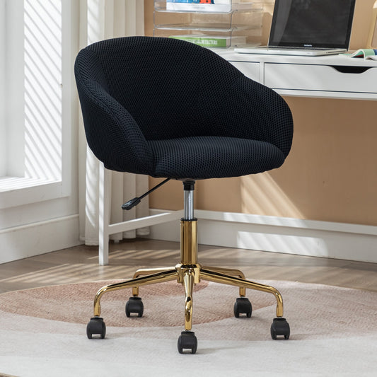 Metro II Modern Mesh Fabric Office Chair with Gold Legs - Black