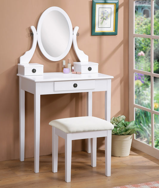 Moniya Vanity Table and Stool Set, White