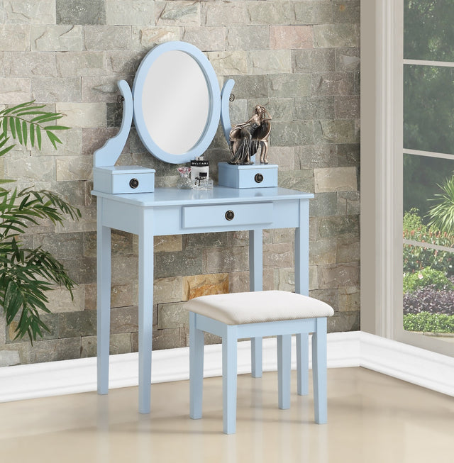 Moniya Vanity Table and Stool Set, Blue