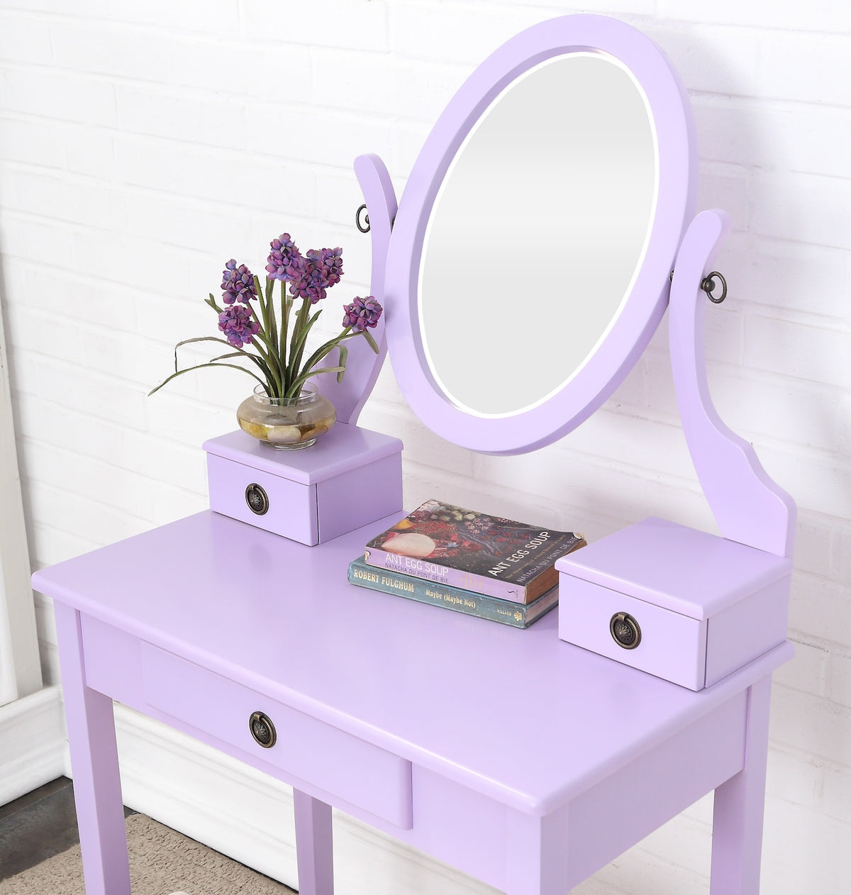 Moniya Vanity Table and Stool Set, Purple