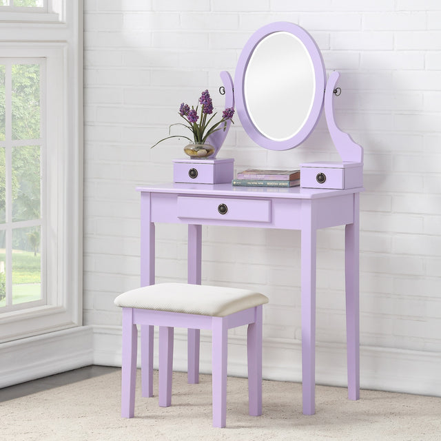 Moniya Vanity Table and Stool Set, Purple