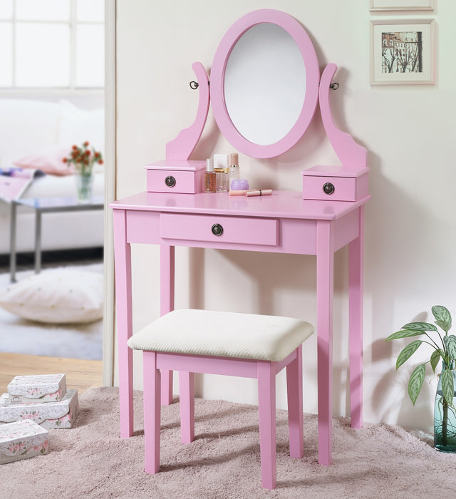 Moniya Vanity Table and Stool Set, Pink