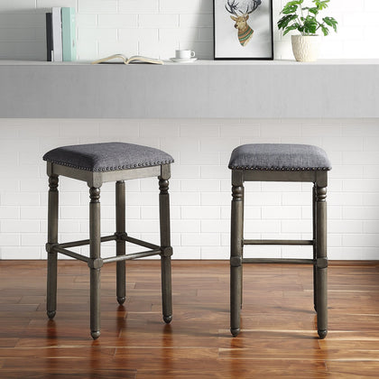 Arnhem Farmhouse Style Bar Stools (Set of 2) Gray