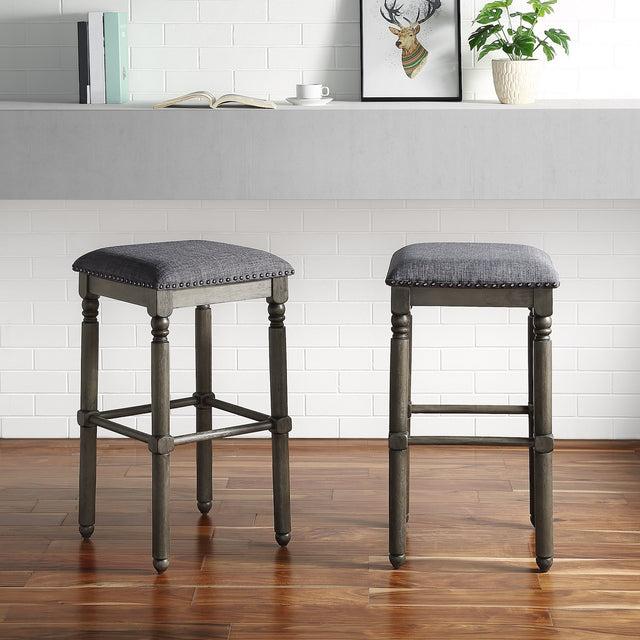Arnhem Farmhouse Style Bar Stools (Set of 2) Gray