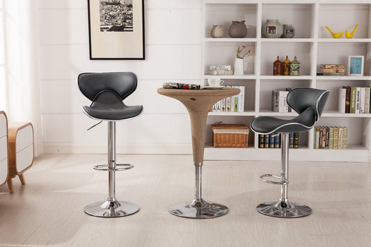 Masaccio Faux Leather Adjustable Swivel Barstool, Set of 2, Gray