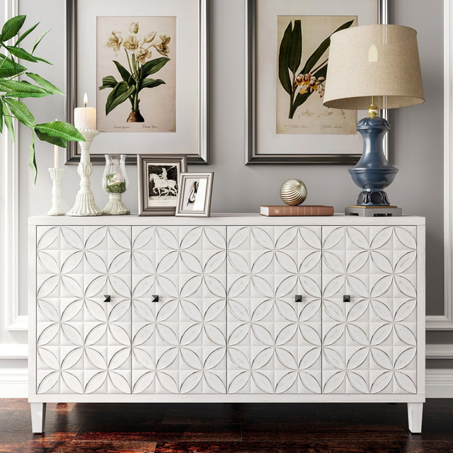 Seraphina Modern 4-Door Cabinet - White Wash