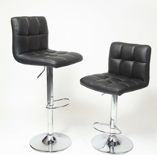 Parker Faux Leather Swivel Bar Stools (Set of 2) Black