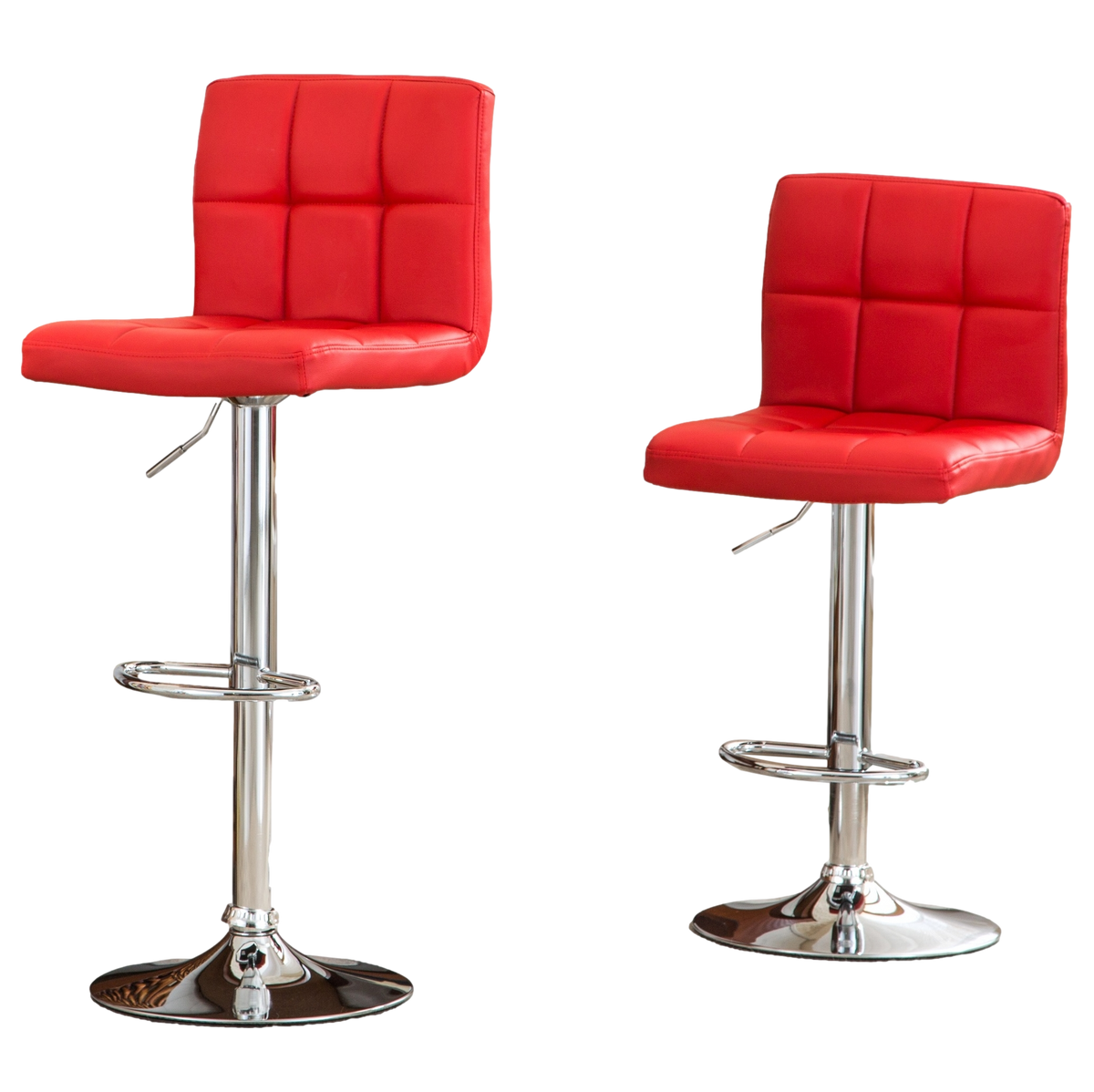 Parker Faux Leather Swivel Bar Stools (Set of 2) Red