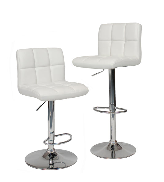 Parker Faux Leather Swivel Bar Stools (Set of 2) White