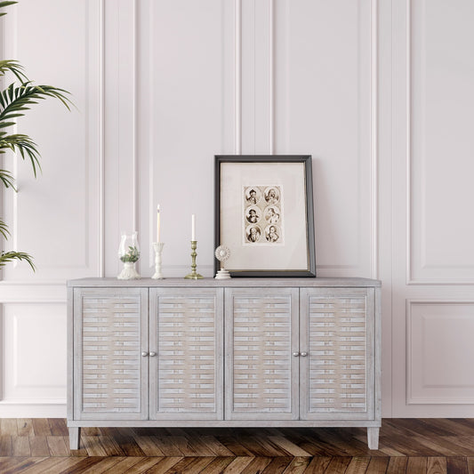 Zenova Modern 4-Door Accent Cabinet - Natural Wood Wash