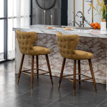 Nevis Mid-century Modern Faux Leather Counter Height Stools (Set of 2) Yellow