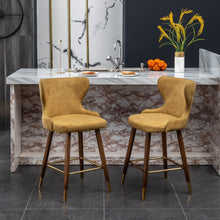 Nevis Mid-century Modern Faux Leather Counter Height Stools (Set of 2) Yellow