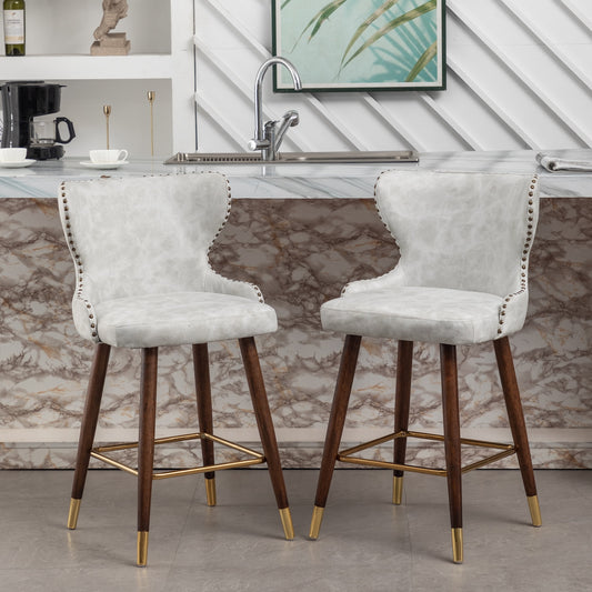 Nevis Mid-century Modern Faux Leather Counter Height Stools (Set of 2) White