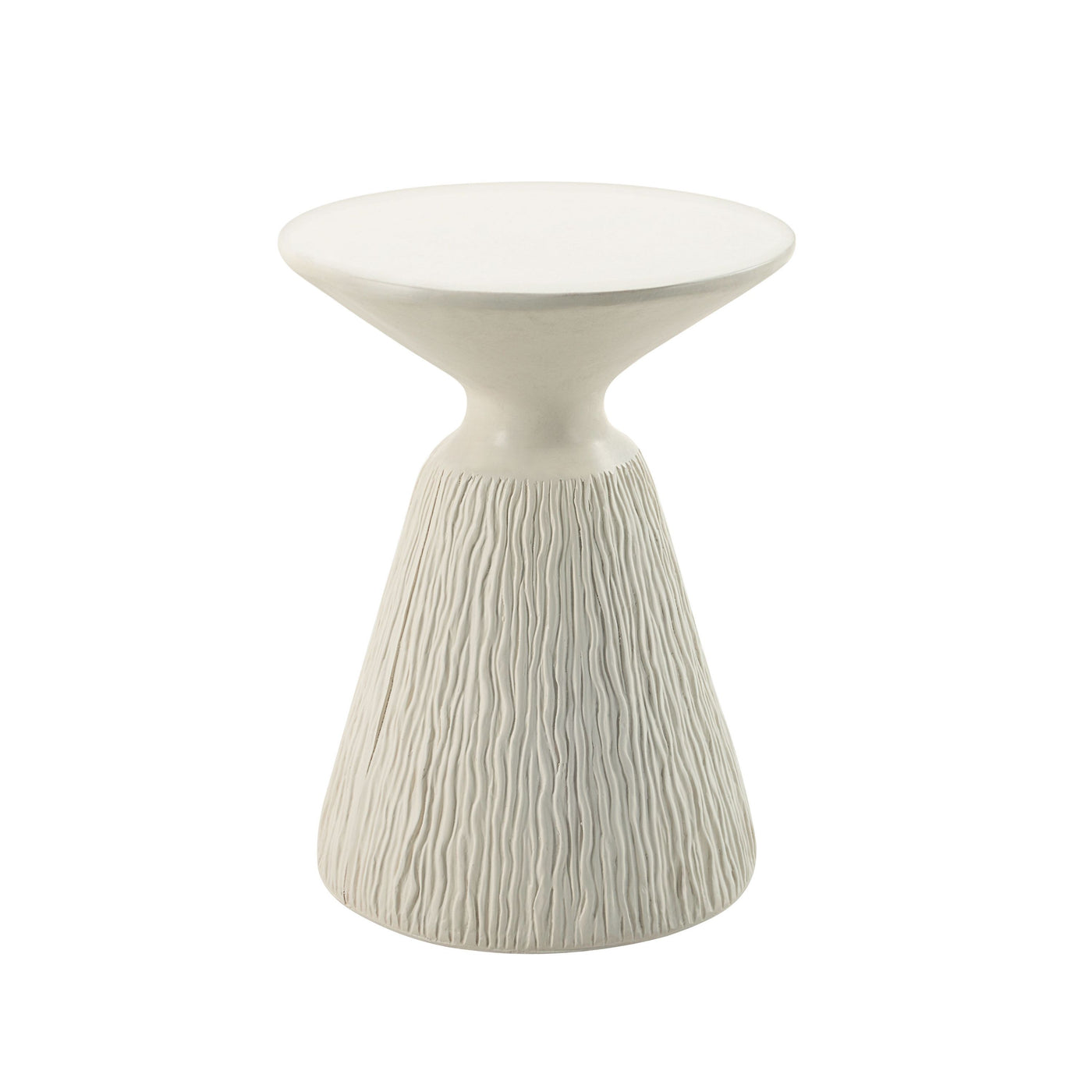 Duane Natural White Finish Fiber Concrete Accent Table