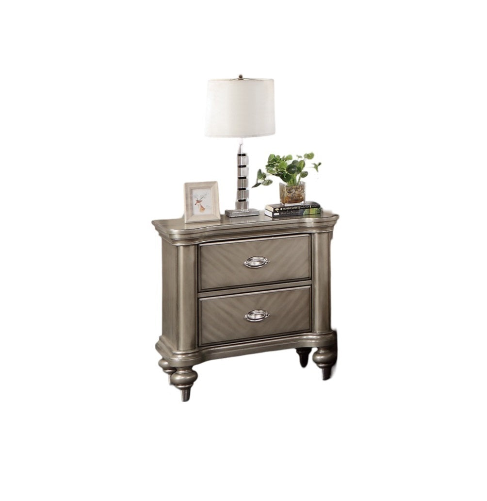 Ava Antique Silver / Champagne Finish Nightstand