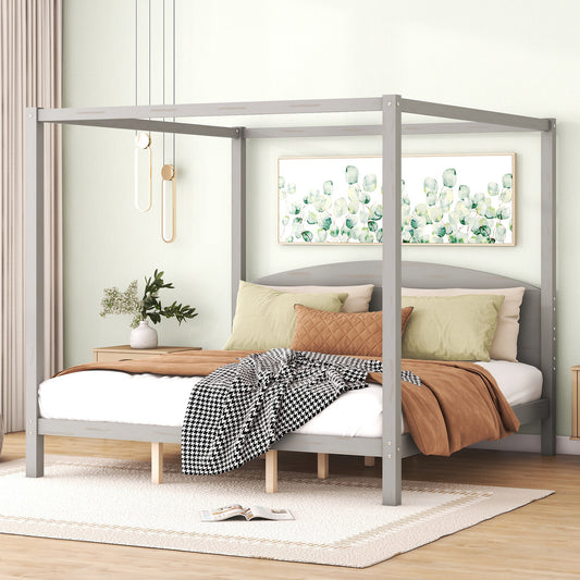 Frances King Size Canopy Bed in Gray Wash