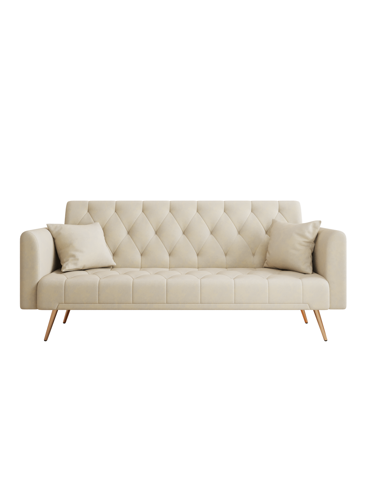 Abigail Mid-Century Modern Velvet Sofa Bed - Beige