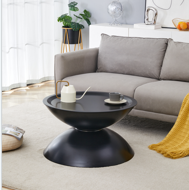 Judson Modern Round Coffee Table with Removable Top, Black