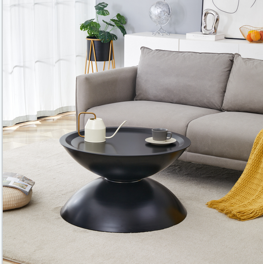 Judson Modern Round Coffee Table with Removable Top, Black