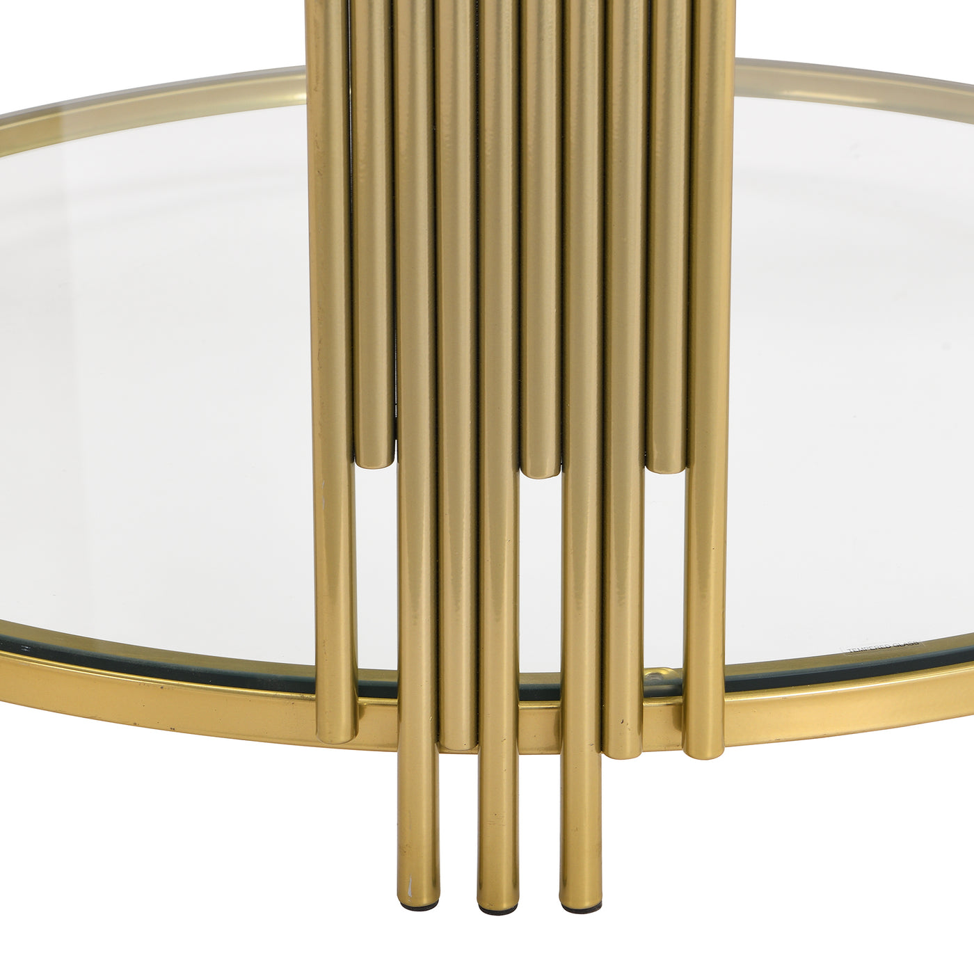 Clover Modern Glass Coffee Table with Gold Frame
