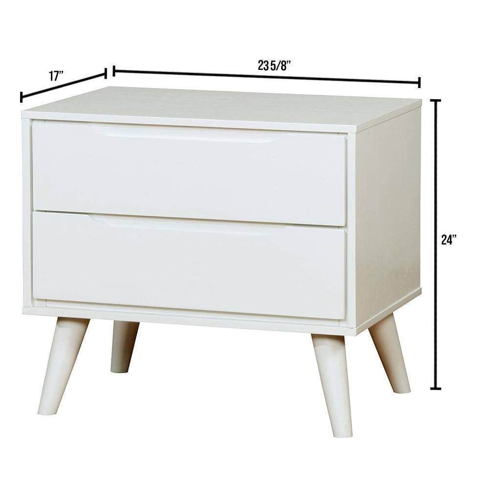 Lennart White Finish Mid-Century Modern Nightstand