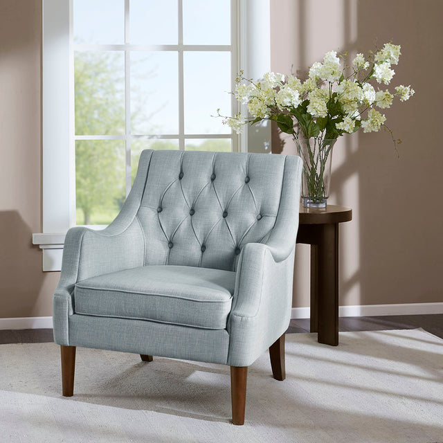 Beverly Modern Upholstered Button Tufted Accent Chair, Dusty Blue