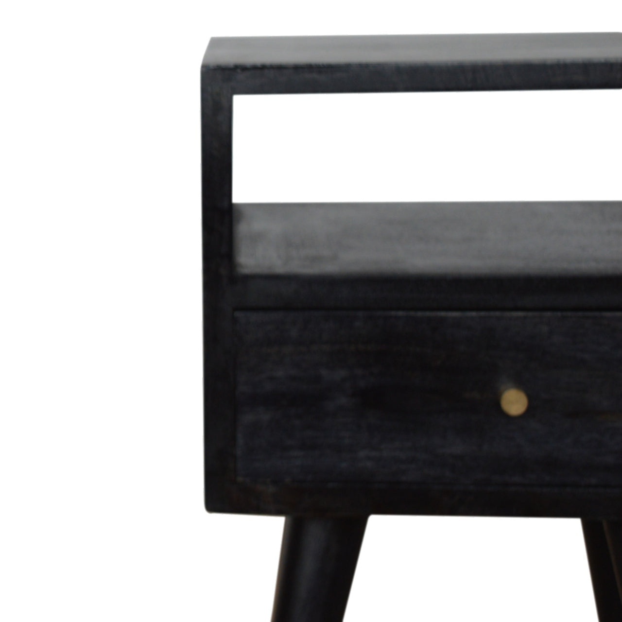 Willis Mid-Century Modern Nightstand, Ash Black