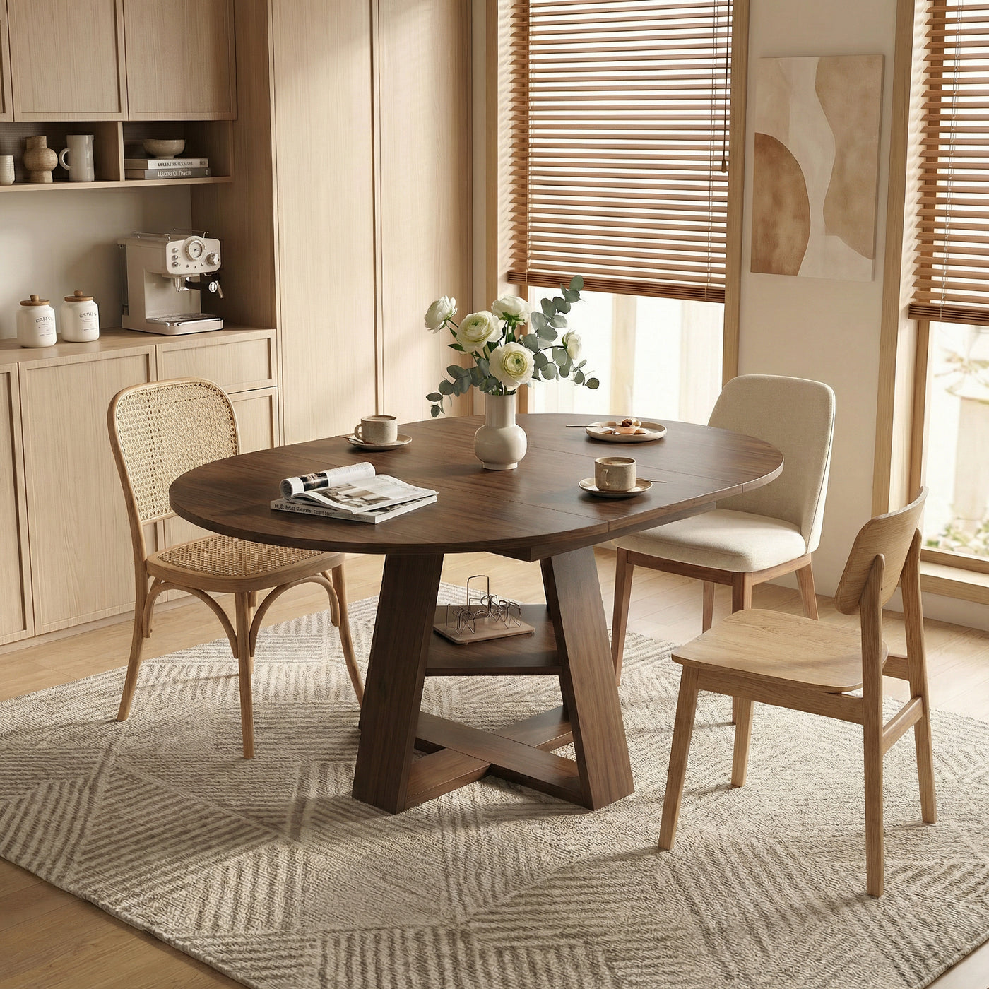 Rowan 43"-59" Extendable Round Dining Table – Walnut