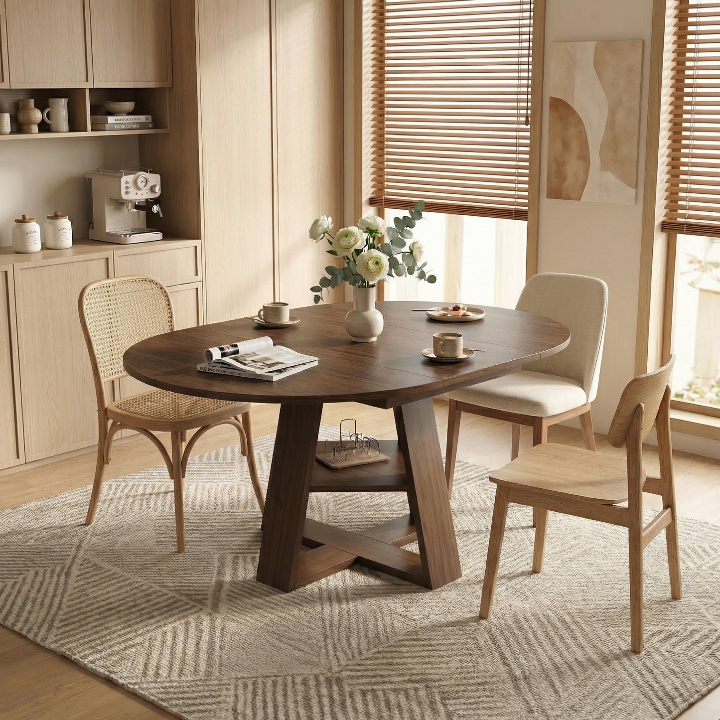 Rowan 43"-59" Extendable Round Dining Table – Walnut