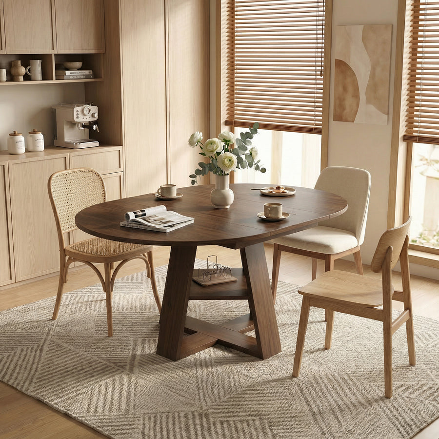 Rowan 43"-59" Extendable Round Dining Table – Walnut