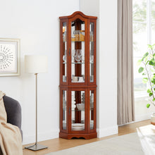 Beatrice Traditional Curio with Adjustable Shelves & Mirror Back, Walnut