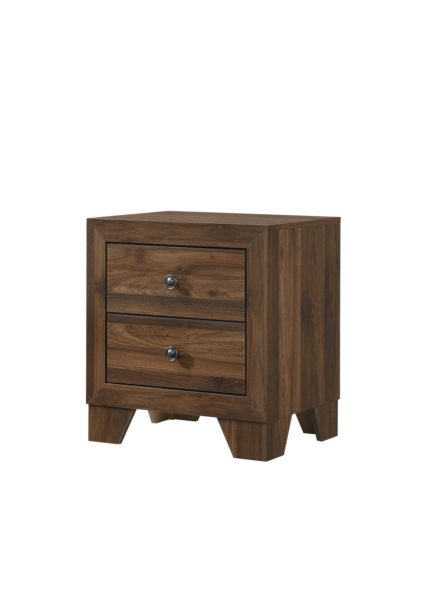 Mia Transitional Wooden Nightstand with 2 Drawers, Brown Cherry