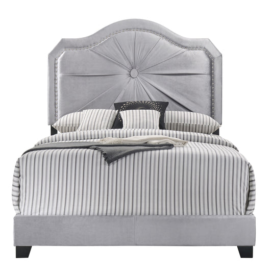 Cleo Contemporary Grey Queen Panel Bed