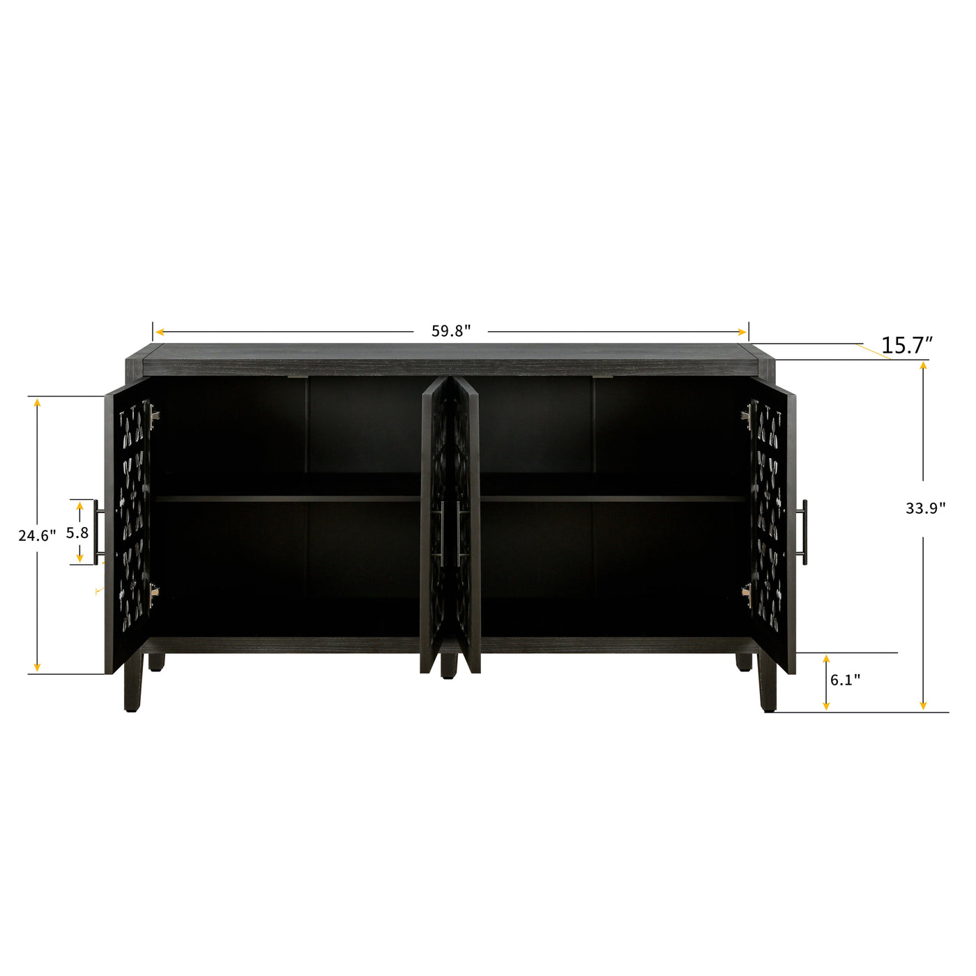Hollis Hollow Door Antique Cabinet, Antique Black