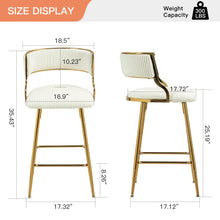 Chic Beige Corduroy 26" Counter Height Bar Stool with Back and Golden Chrome Base Set of 2