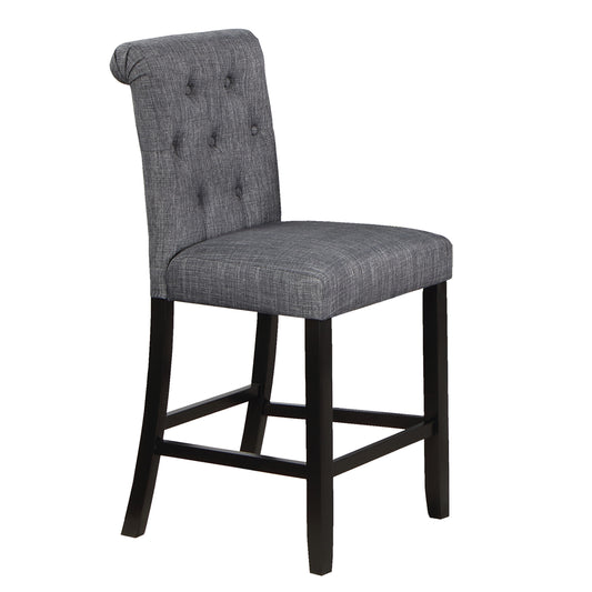 Crest Counter Height Chair (Set of 2) Gray Linen & Black
